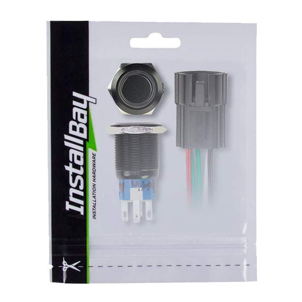 16Mm Black Round Switch Install Bay W/Latch & Harness - White
