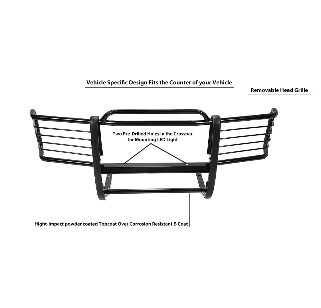 Bumper Guard Modular Black Black Horse Grille Compatible with 1992-1994 K5 Blazer/S15 Jimmy|1995-1998 Silverado|1999 Suburban 1500|1995-1999 Tahoe|1988-1998 Sierra 1500|1992-1999 Yukon-17GJ23MA