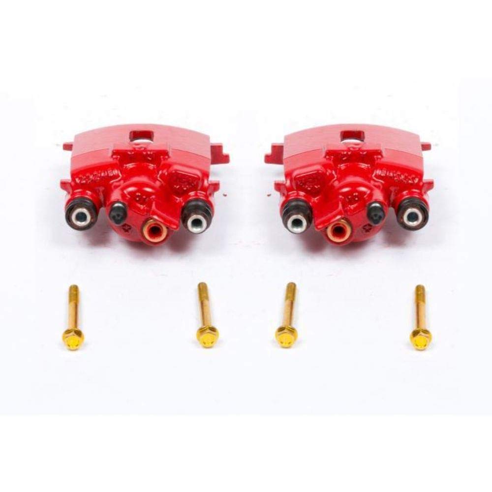 Power Stop S4784 Rear Pair of High-Temp Red Powder Coated Calipers For Chrysler PT Cruiser 2001-2010, Dodge Neon 2003-2005 [Model Specific]