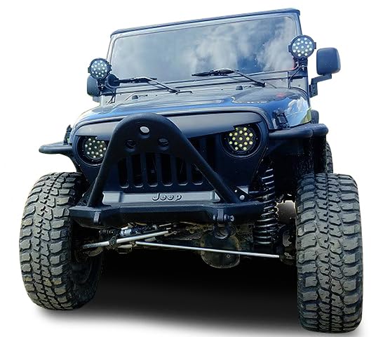 LED Black Horse 7" Dia.Lights Spot and Flood Black Trim Ring Compatible with All Cars,Trucks and SUVs-PL2265