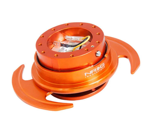 NRG Innovations GEN 3.0 NRG-SRK-650OR Race Steering Wheel Quick Release Hub Adapter, 6-Hole Design & 6x70 and 6x74mm Bolt Patterns (Orange Body/Orange Ring With Handles)