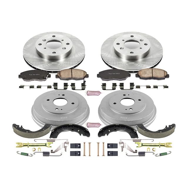 Power Stop Autospecialty KOE15106DK Front and Rear Replacement Brake Kit-OE Brake Drums & Ceramic Brake Pads For Honda Accord 1998-2002 [Model Specific]
