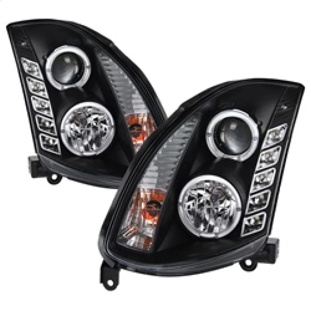 Spyder Infiniti G35 03-07 2DR Projector Headlights - Xenon/HID Model Only (Not Compatible With Halogen Model) - LED Halo - DRL - Black - High H4 (Included) - Low D2R (Not Included)