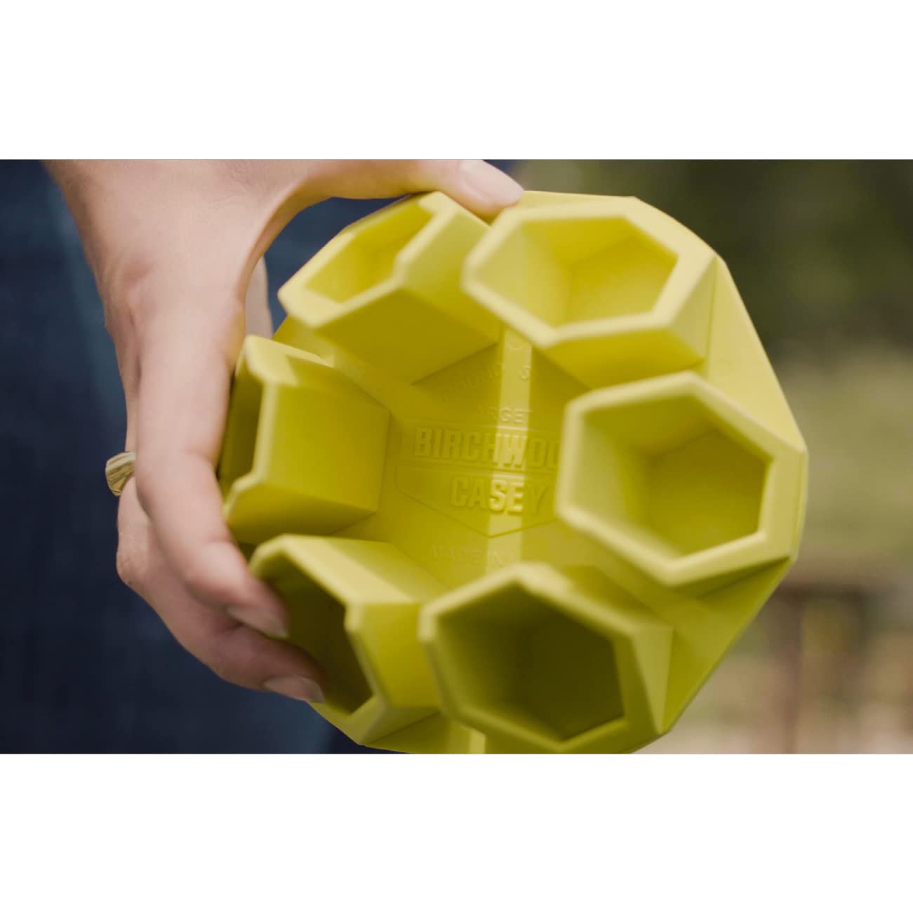 Ground Strike BIRCHWOOD CASEY Hex Target Ball for Outdoor Shooting - Durable Long-Lasting Highly Visible Yellow 6" Ball Resealable Target Rated for All Calibers from .22 up