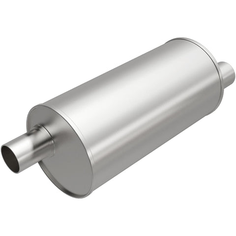 Replacement MagnaFlow Muffler 201-9017: 1.75"/1.75" Inlet/Outlet, Round, Aluminized Steel