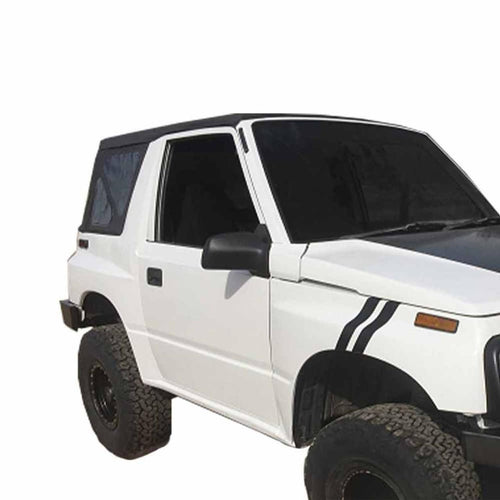 4WD King Premium Replacement Soft Top, Black Diamond with 31% Tinted Windows - Suitable for 1986-1994 Suzuki Sidekick and GEO Tracker - 24oz Marine Grade Waterproof UV Stable Two Layer Fabric