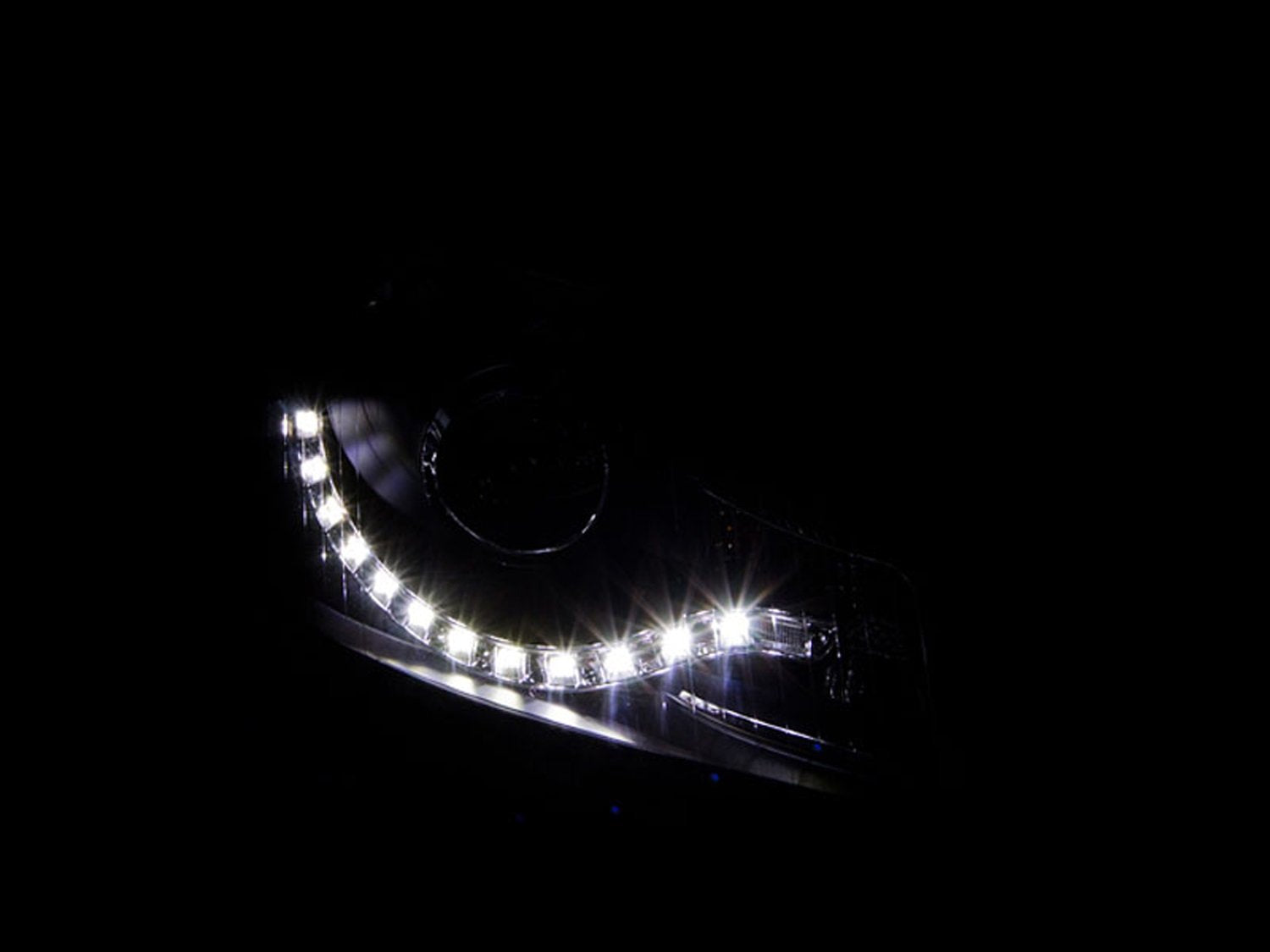 Black Clear AnzoUSA R8 LED Style Projector Headlight for Audi A3 - (Sold in Pairs)