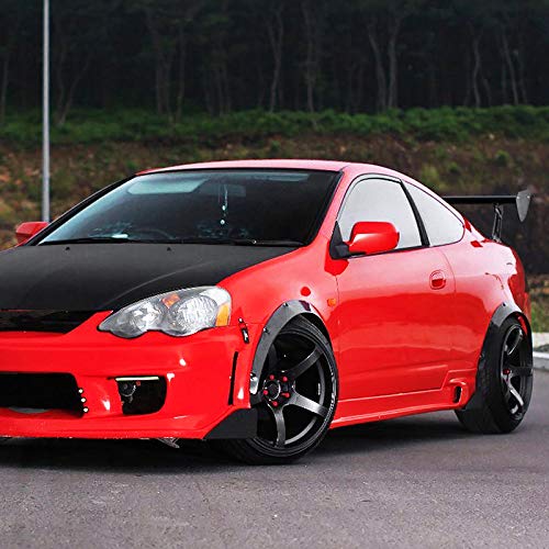 4PC Spec-D Tuning Front + Rear Universal Flexible Car Fender Flares Black Durable Extra Wide Body Kit Wheel