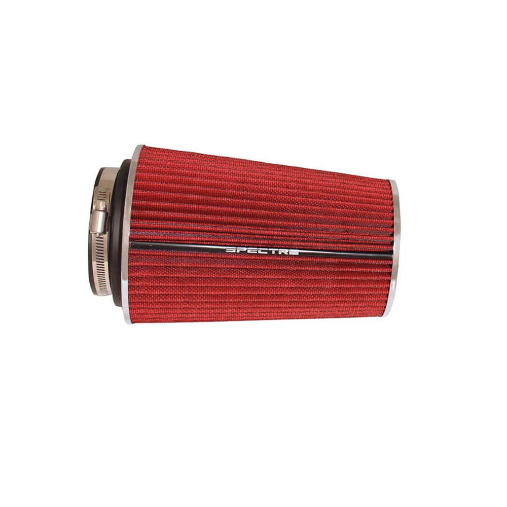 SPE-9732 Spectre Performance Universal Clamp-On Air Filter: Round Tapered; 3 in/3.5 in/4 in (102 mm/89 mm/76 mm) Flange ID; 8.75 in (222 mm) Height; 6 in (152 mm) Base; 4.75 in (121 mm) Top,Red