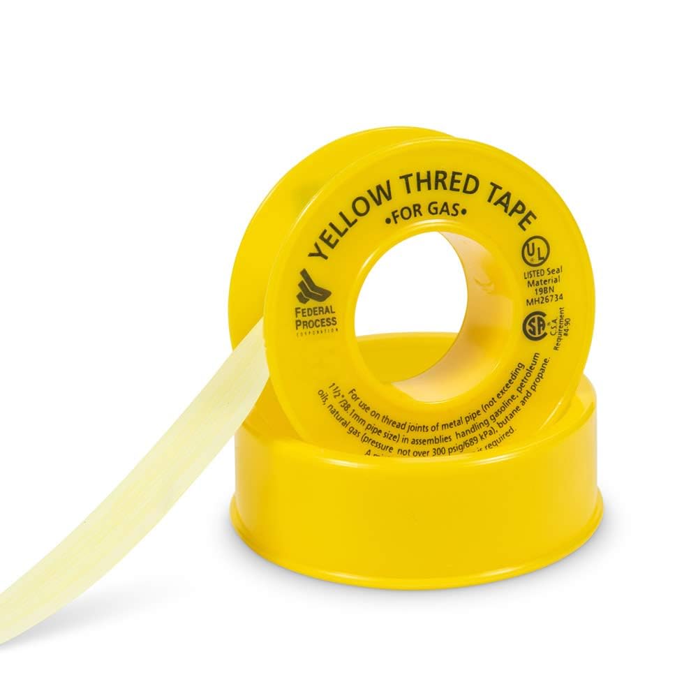 Gasoila PTFE Yellow Thread Seal Tape – Professional-Grade, 1/2 Inch x 260 Inch, High-Density Thread Tape for Gas Lines– Leak-Proof Seal, Non-Toxic