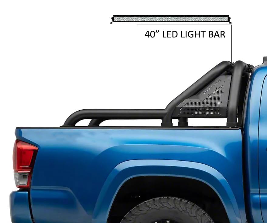 Gladiator Black Horse Roll Bar Modular Black W/40 LED Light Bar Compatible with 2015-2024 GMC Canyon/Chevrolet Colorado/Toyota Tacoma-GLRB-03B-KIT