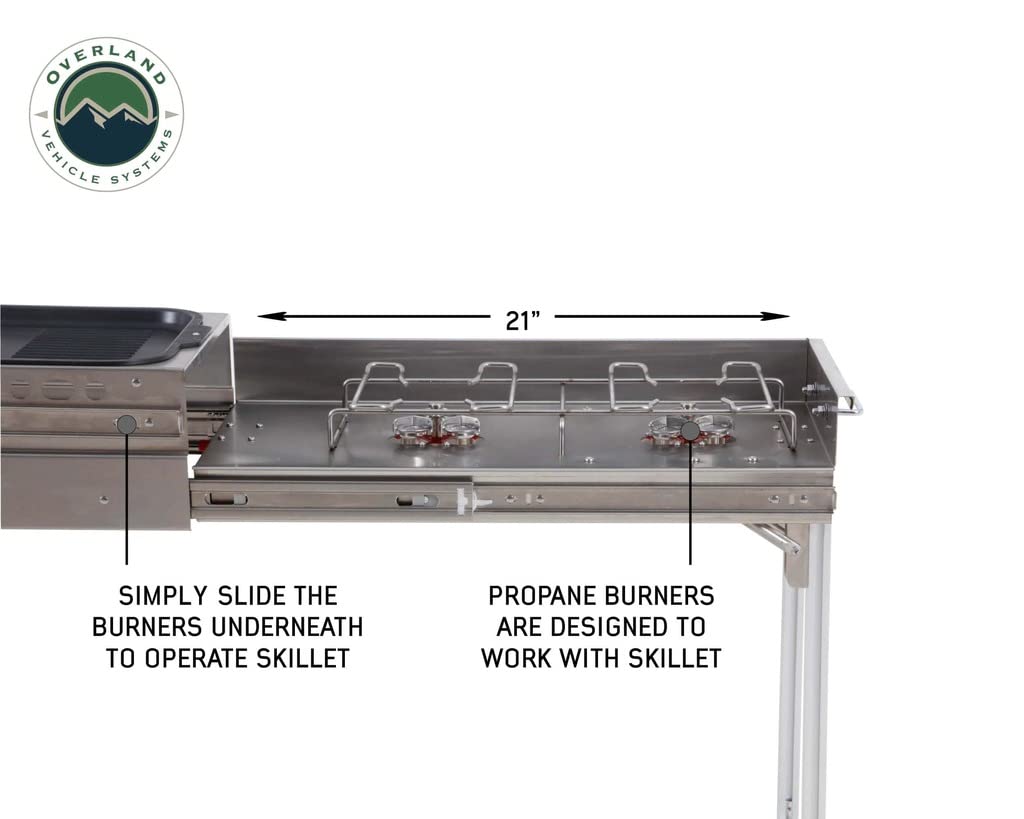 Komodo Camp Kitchen Overland Vehicle Systems - Dual Grill, Skillet, Folding Shelves, and Rocket Tower - Marine Grade Stainless Steel and Aircraft Grade Aluminum Construction