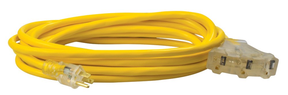 25 Feet Coleman Cable 41878802 Multi Outlet Extension Cord; Yellow