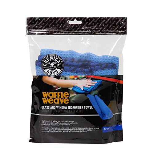 Chemical Guys MIC708 Microfiber Towel Waffle Weave Glass and Windor, Great for Cars, Trucks, SUVs, RVs & More, Blue (24"x16")
