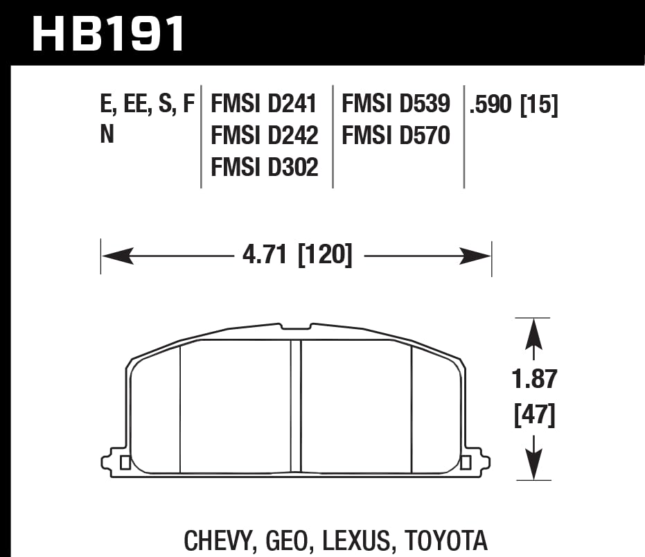 Hawk Performance Blue HB191E.590 9012 Motorsport Brake Pads