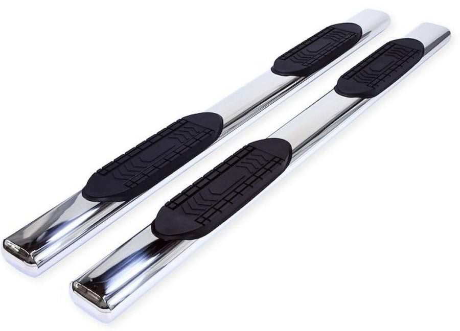 Ford F-150 Crew Cab TrailFX A8210S Truck Running Boards Fits 2009-2014 Oval 6 Inch Straight Side Bars with Step Pads Polished Stainless Steel Welded End Caps Rocker Panel Mount