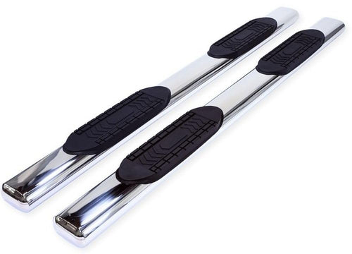 Ford F-150 Crew Cab TrailFX A8210S Truck Running Boards Fits 2009-2014 Oval 6 Inch Straight Side Bars with Step Pads Polished Stainless Steel Welded End Caps Rocker Panel Mount