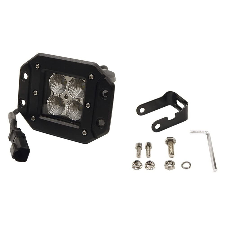2" Square Cree Led Flood Flush Mount Light Southern Truck 77910, Single Unit, Chrome Series Amber/White; Includes Hardware, Harness Sold Separately