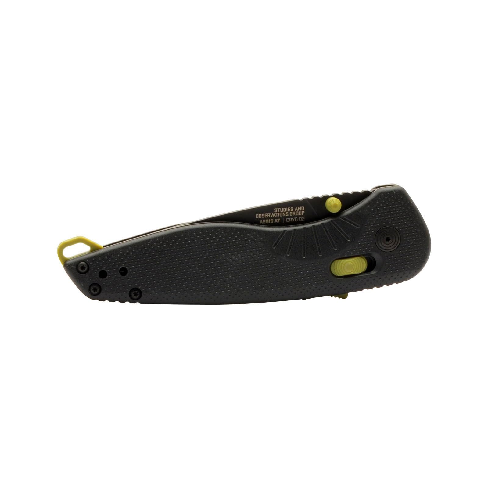 SOG Aegis AT Folding Outdoor Pocket Easy to Carry Knives | CRYO D2 Stainless Steel Blade | AT-XR Lock, Black/Moss
