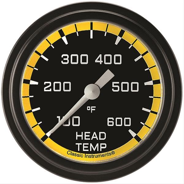 AX397YBLF Classic Instruments AutoCross Yellow 2-5/8" Cylinder Head Temperature Gauge