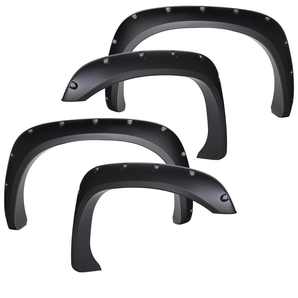 Fender Flares Black Horse Riveted Style Compatible with 2002-2008 Dodge Ram 1500|2003-2008 Dodge Ram 2500|2003-2008 Dodge Ram 3500-FF-DORA-SM-PKT-02