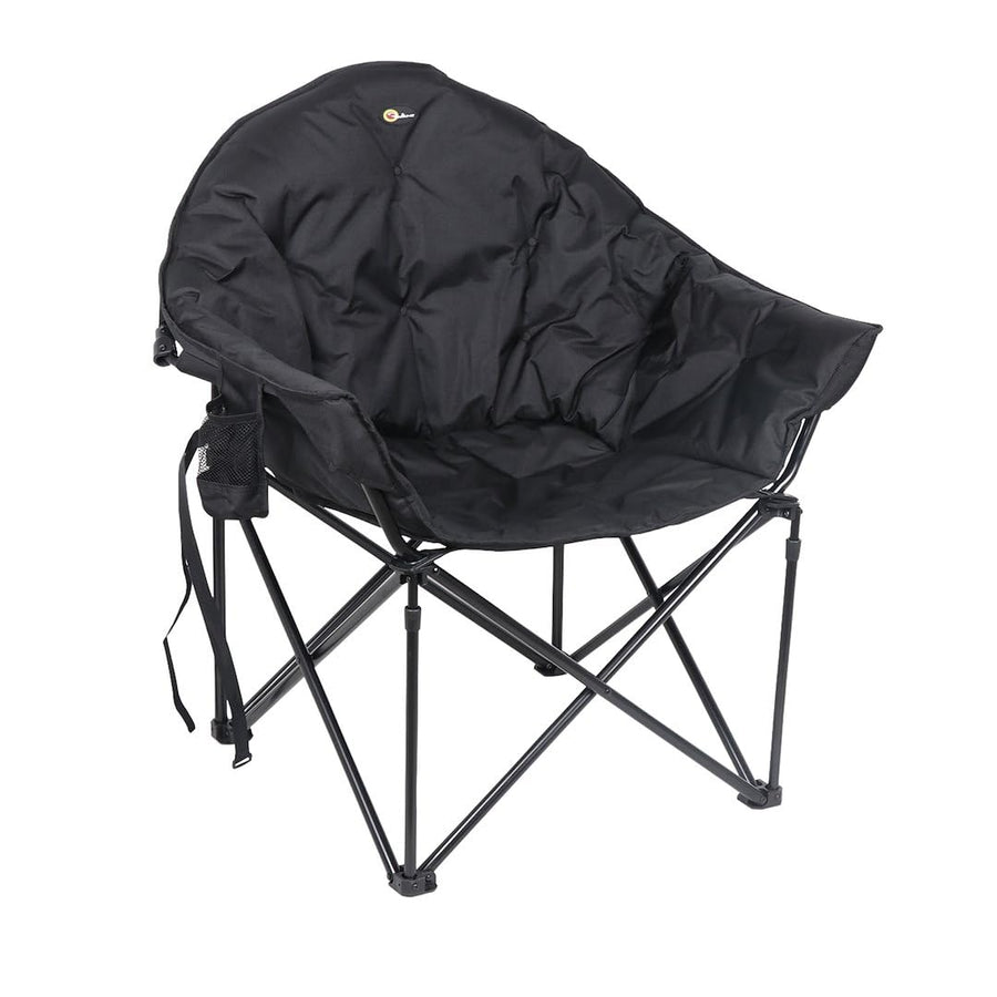 Camping Chair Faulkner Big Dog 49570H, Bucket Chair, 300 Pound Weight Capacity, Foldable, Black, 3/4 Inch Steel Tubing with Polyester Padding/Polyester Fabric, Without Headrest, with Carry Bag