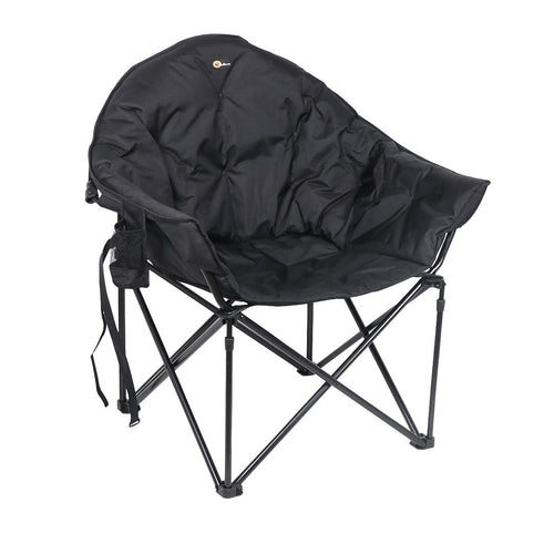 Camping Chair Faulkner Big Dog 49570H, Bucket Chair, 300 Pound Weight Capacity, Foldable, Black, 3/4 Inch Steel Tubing with Polyester Padding/Polyester Fabric, Without Headrest, with Carry Bag
