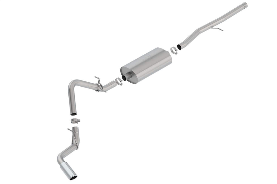 Touring Borla Cat-Back Exhaust System 3 in. Into Muffler True Dual 4.0 in. x 11.50 in. Single Rolled Angle-Cut Tip Truck Side Exit Exhaust System
