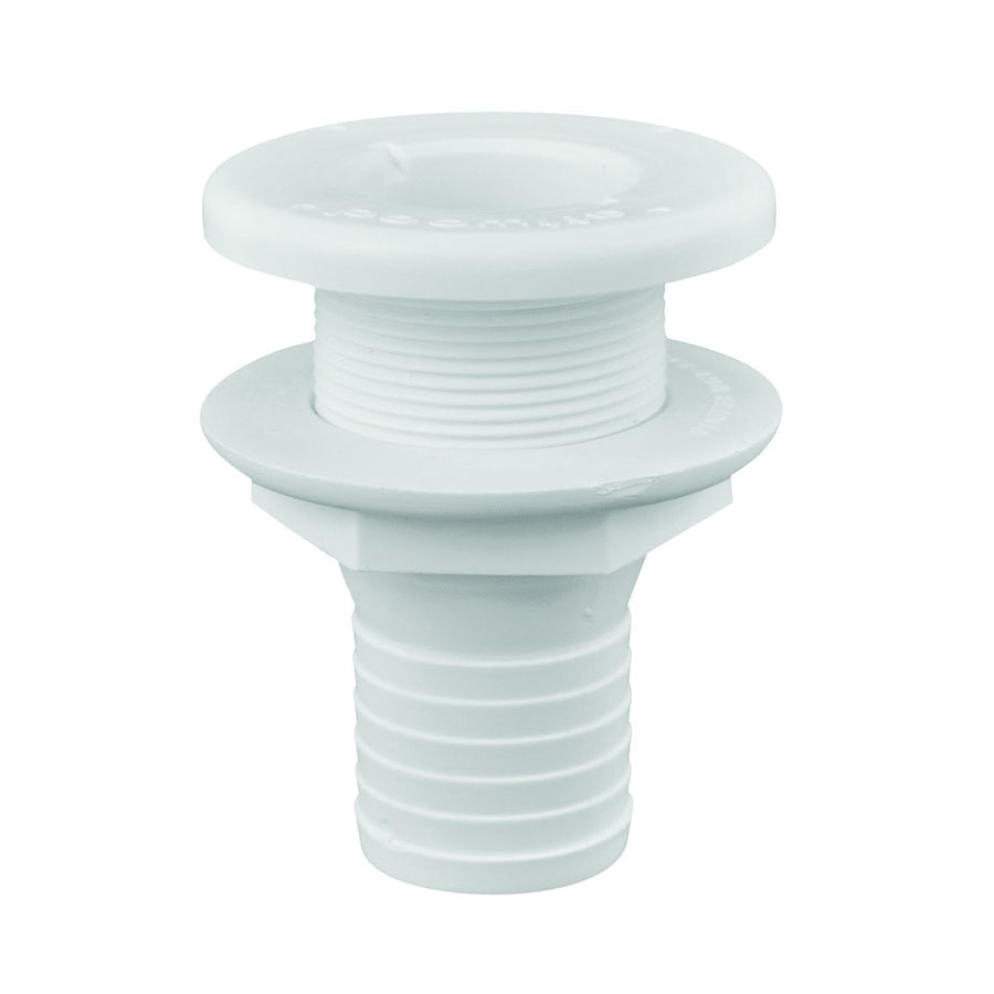 attwood 1.5" Polypropylene Straight Thru-Hull Connector for Boating Plumbing Fittings, 3875-3 White Finish