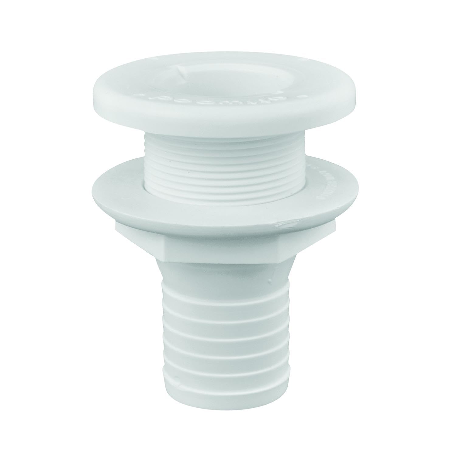 attwood 1.5" Polypropylene Straight Thru-Hull Connector for Boating Plumbing Fittings, 3875-3 White Finish