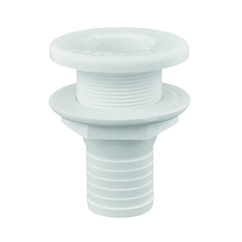 attwood 1.5" Polypropylene Straight Thru-Hull Connector for Boating Plumbing Fittings, 3875-3 White Finish