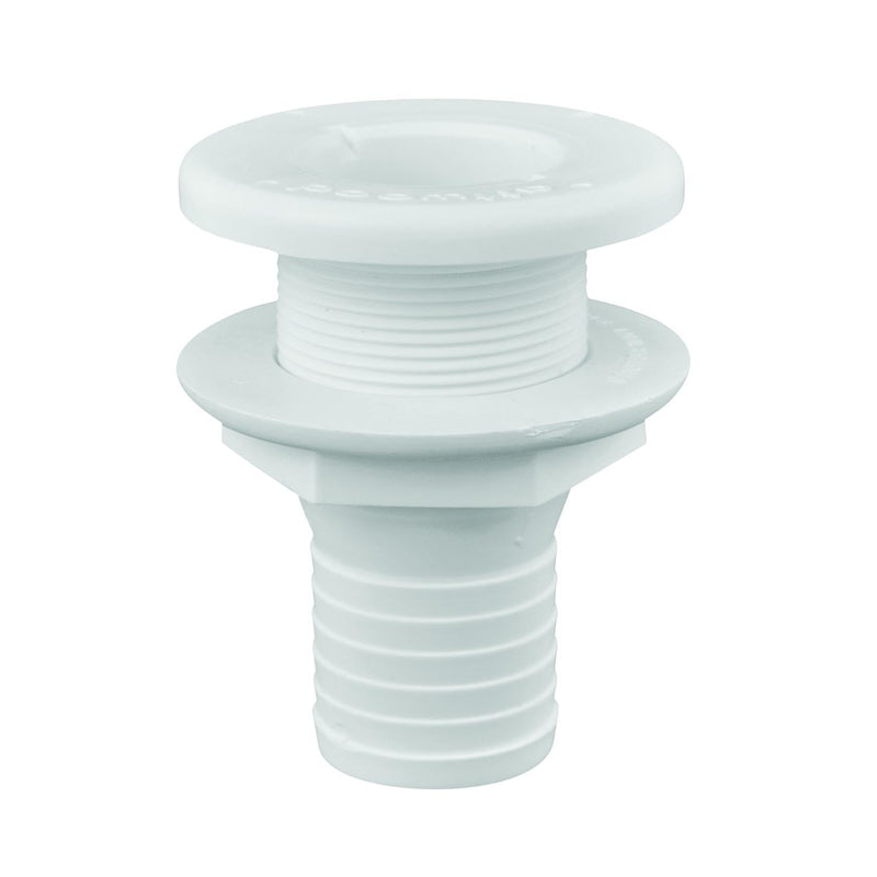 attwood 1.5" Polypropylene Straight Thru-Hull Connector for Boating Plumbing Fittings, 3875-3 White Finish