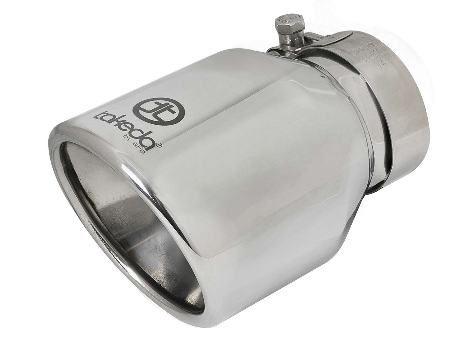 Takeda Exhaust Tip aFe POWER 49T25404-P061, 304 Stainless Steel, Polished, 2-1/2" Inlet 4" Outlet 6" Length