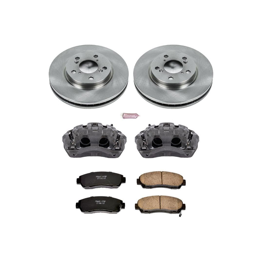 Power Stop KCOE2435 Replacement Autospeciality Front Caliper Kit- OE Rotors, Ceramic Brake Pads, Calipers For Honda Odyssey 2005-2010 [Model Specific]