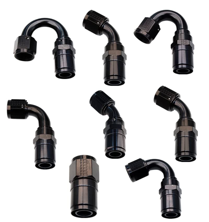FRAGOLA Hose End Fitting, Crimp-On, 120 Degree, 12 an Hose Crimp to 12 an Female, Aluminum, Black Anodize, Each