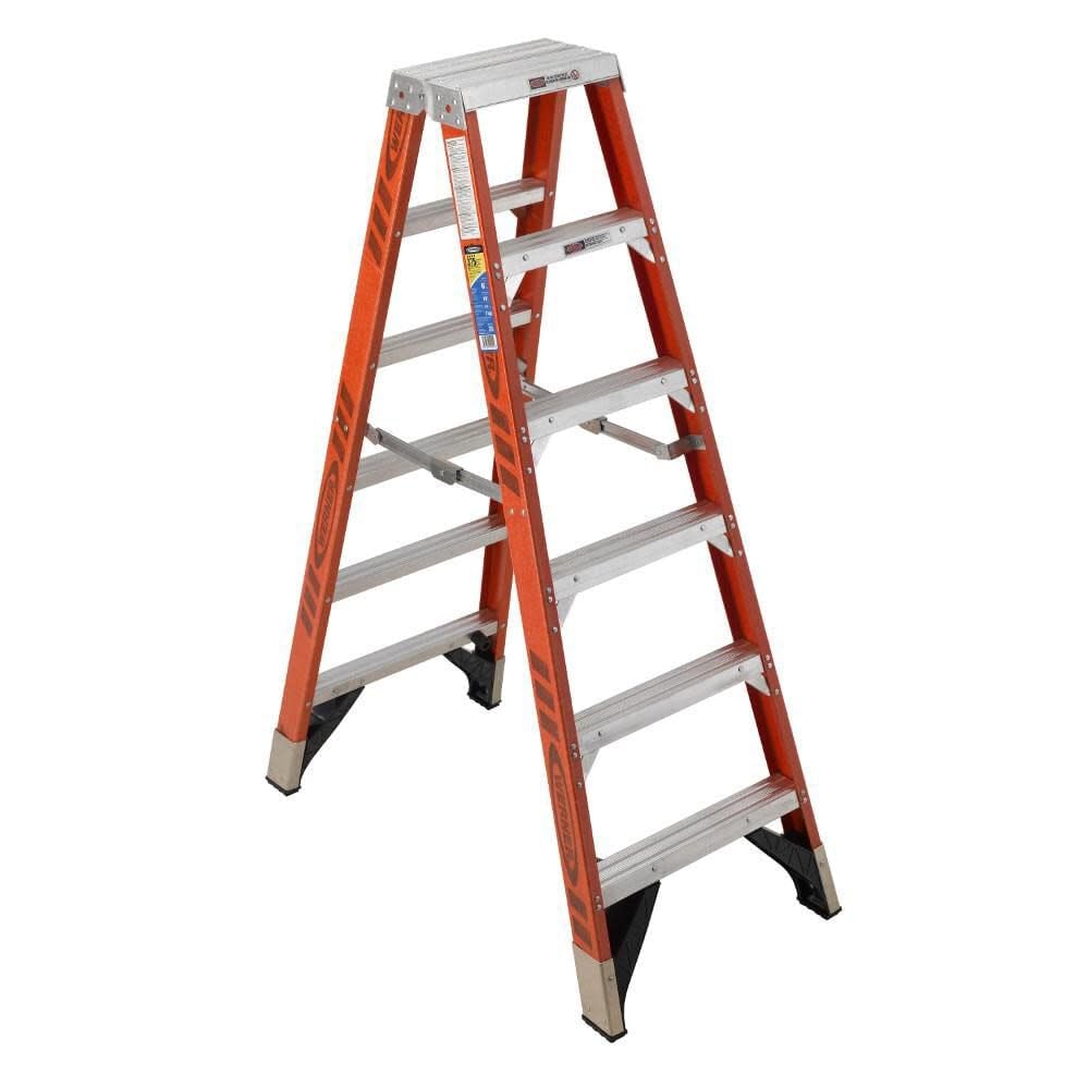 T7406, Werner, 6' Fiberglass 375 Lb. Twin Stepladder, Type Iaa