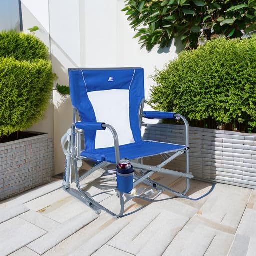 GCI Outdoor Beach Rocker Folding Waterside Chair & Portable Rocking Chair, Saybrook Blue