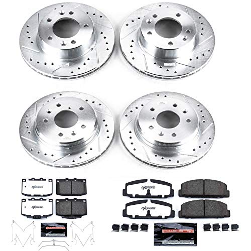 Power Stop K471-26 Z26 Carbon Fiber Brake Pads Front and Rear with Drilled & Slotted Brake Rotors Kit For Mazda RX-7 1986-1991 [Model Specific]