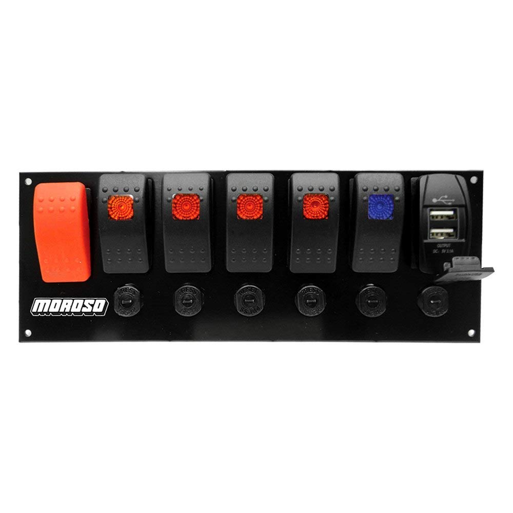 Moroso ROCKER LED SWITCH PANEL WITH USB AND BREAKERS