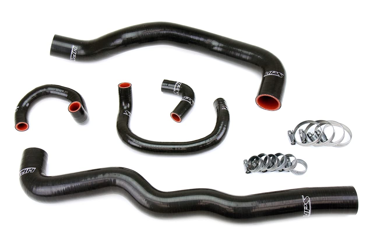 HPS Performance Silicone Black Radiator, Heater Hose Kit Compatible for 1998-2005 Lexus GS300 GS400 2JZ-GTE VVT-i Swap, 57-2082-BLK