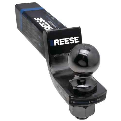 Trailer Hitch Ball Mount Starter Kit Reese 21610, Fits 2 Inch Square Receiver, 2 Inch Drop, 7,500 lbs. Capacity, Includes 2 Inch Trailer Ball, Black Nickel