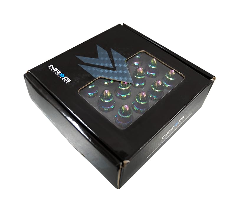 NRG Innovations M12 x 1.25 Steel Lug Nut Set NRG-LN-LS510MC-21 Bullet Shape, Anodized Finish 21 Pc Neochrome with Lock Key