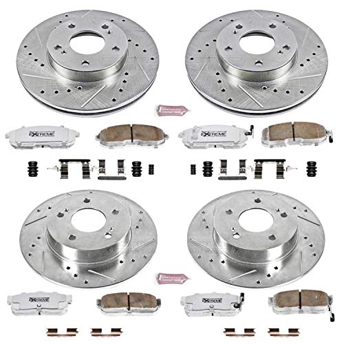 Power Stop K662-26 Z26 Carbon Fiber Brake Pads Front and Rear with Drilled & Slotted Brake Rotors Kit For INFINITI I30 1996-1999, Nissan Maxima 1995-1999 [Model Specific]
