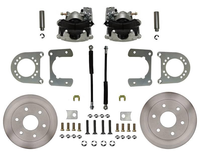 Leed Brakes Brake System, Rear Disc Conversion, 1 Piston Caliper, 11.625 in Solid Rotors, Iron, Natural, compatible with GM Fullsize SUV/Truck 1963-87, Kit