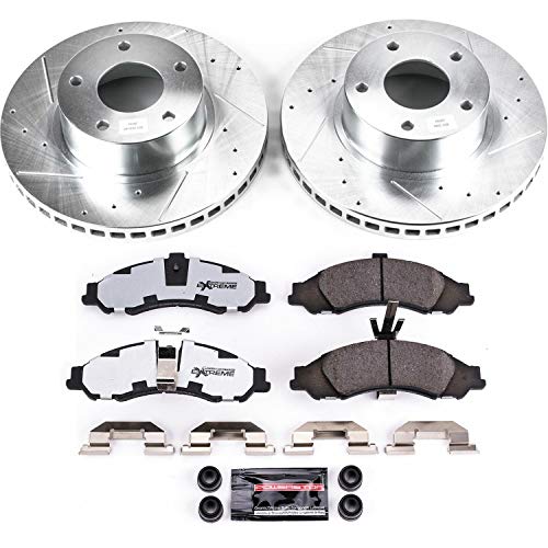 Power Stop K2965-26 Z26 Carbon Fiber Brake Pads Front with Drilled & Slotted Brake Rotors Kit For Pontiac GTO 2004 [Model Specific]