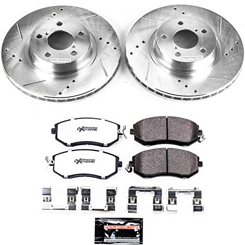 Power Stop Z26 K6111-26 Front Carbon Fiber Brake Pads with Drilled & Slotted Brake Rotors Kit For Subaru BRZ 2013-2016, Subaru Impreza 2011-2016 [Model Specific]