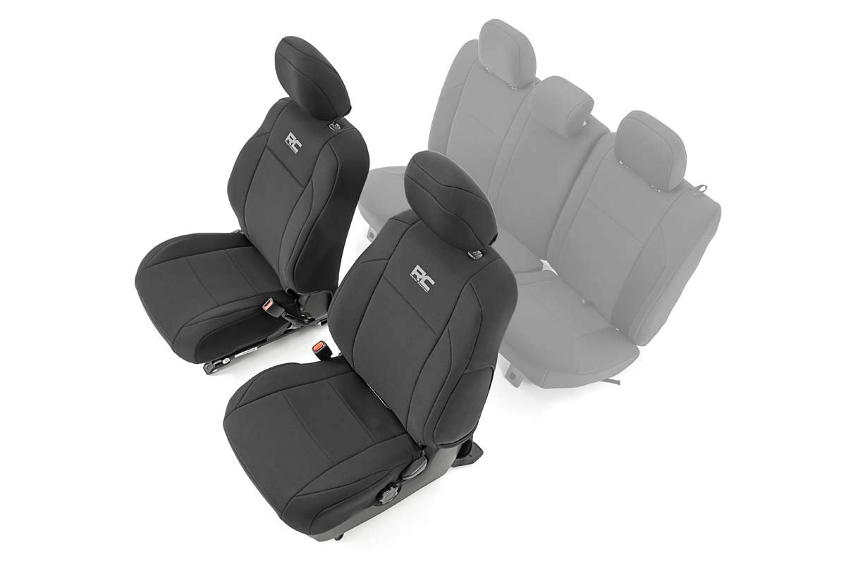 Rough Country Front Seat Covers Neoprene for Toyota Tacoma (2016-2023) - Waterproof & UV Resistant, Foam Padded, Front Seat Cover Set