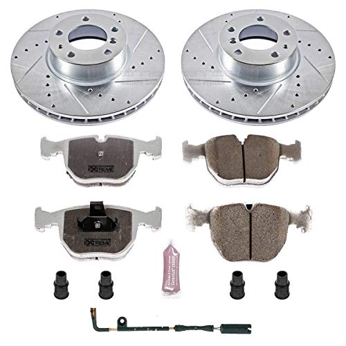 Power Stop K508-26 Z26 Carbon Fiber Brake Pads Front with Drilled & Slotted Brake Rotors Kit For BMW 540i 1997-2000 [Model Specific]