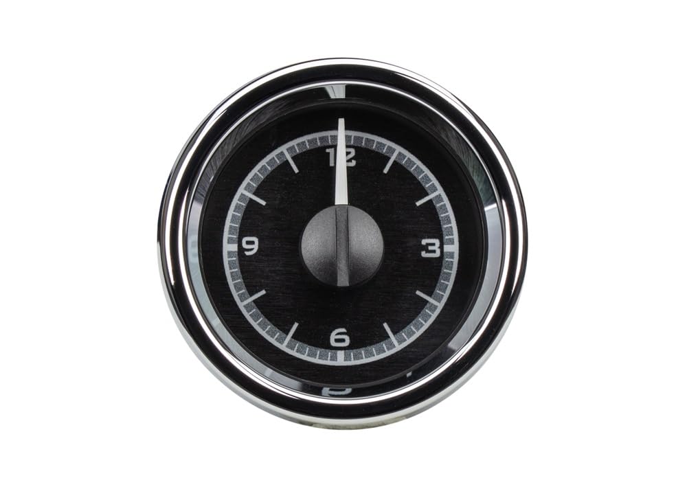 Dakota Digital 2-1/16" Round VLC-16-2-K-W Universal VHX Clock Black Alloy Style White Backlighting