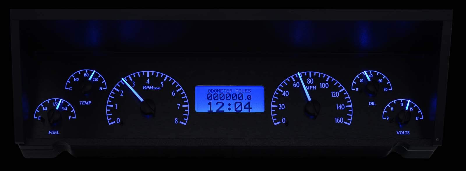 Dakota Digital VHX Analog Dash System 77 - 90 Chevy Impala / Caprice Black Alloy Blue VHX-77C-CAP-K-B